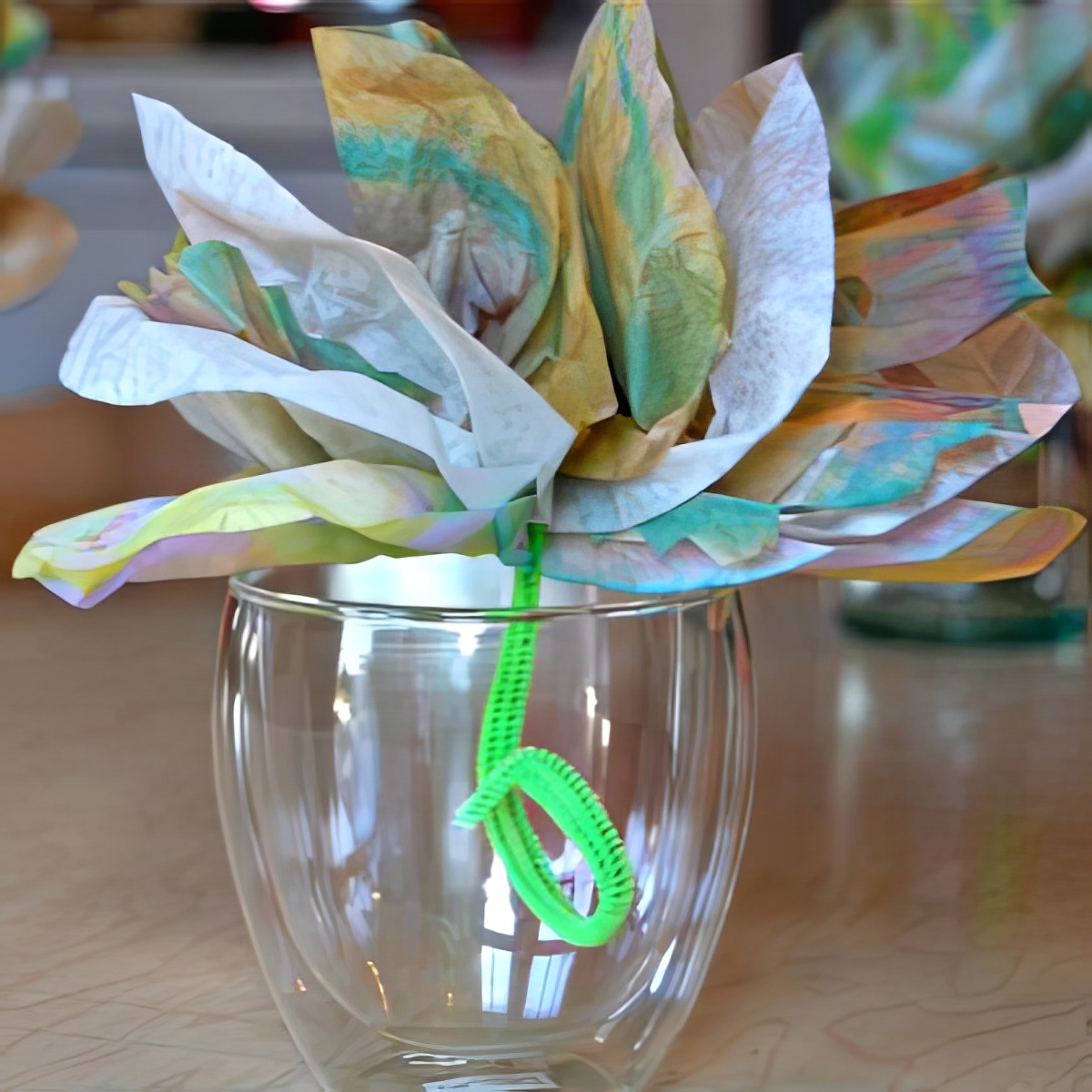 Coffee Filter Flowers using cute mugs, colorful papers, and pipe cleaners