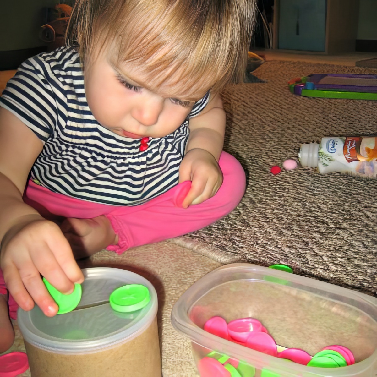 teaching trays. Manipulative Fun. Activities for 1-Year Olds