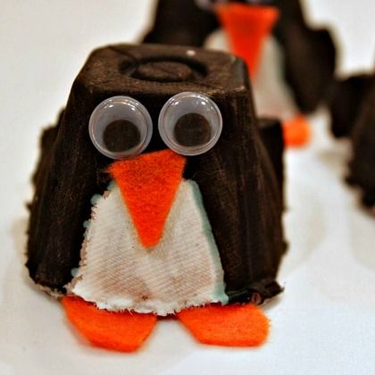 egg carton penguin, cute penguin crafts for kids