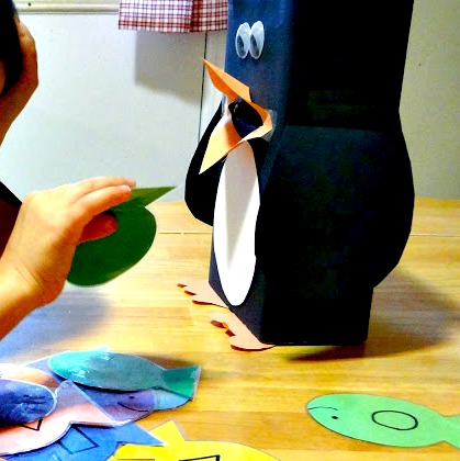 feed the penguin, cute penguin crafts for kids
