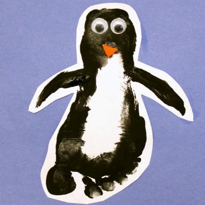 footprint penguin, cute penguin crafts for kids