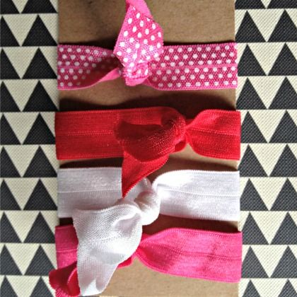 valentine's Day hair elastics, 15 valentines day hair bow crafts, bow projects, easy bow clips, clips for girls