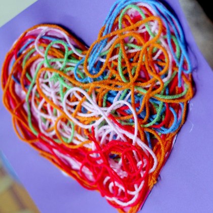 yarn heart, 17 lovely heart craft ideas, valentine projects, valentines art, heart arts for kids, heart crafts, easy valentine projects