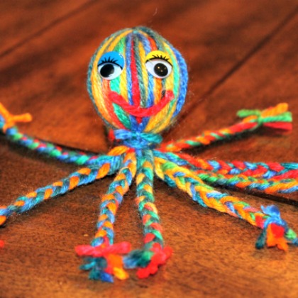 YARN OCTOPUS, Super Easy Yarn Crafts For Kids