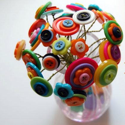 button bouquet, Super Cute Button Crafts for preschoolers