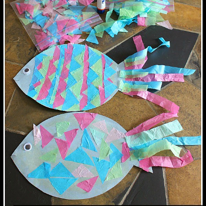 tissue paper fish, Under the Sea Crafts for Kids