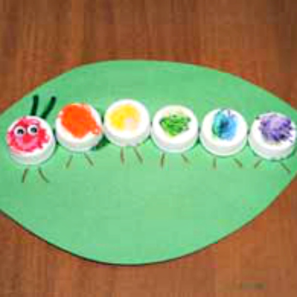 Old Bottle Caps for The Caterpillar Body for preschoolers