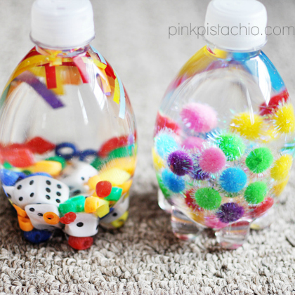 colorful baby, sensory bottles for toddlers, toddler activities, creative bottles, DIY sensory bottle ideas