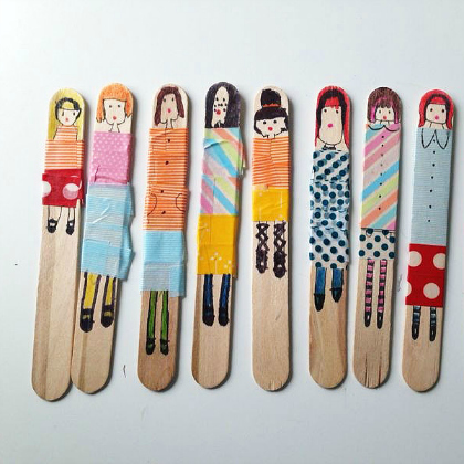 craft stick dolls-creative-washi-tape-crafts-for-kids-of-all-ages-play-ideas-craft-diy-and-easy