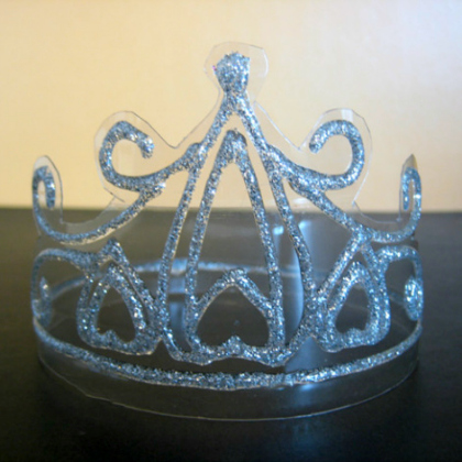 Create this sparkling crystal crown out of used bottles for the little girls!