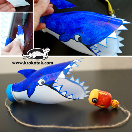 Play a fish catching game when you make this catch a fish bottles with your kids!
