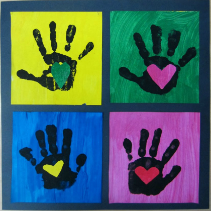 hands and hearts handprints for the toddlers to make today!