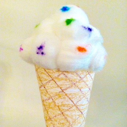 Cotton Ball Ice Cream Cones with the kids!