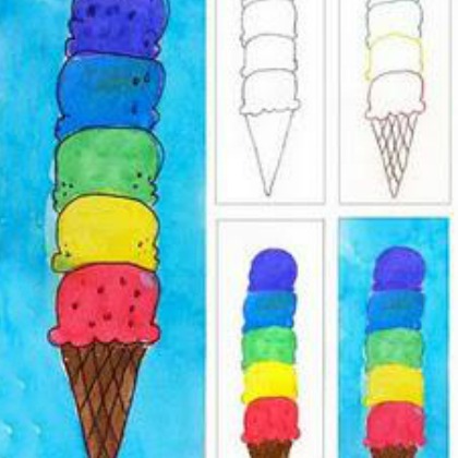Watercolor Ice Cream Cones crafts with the kids!