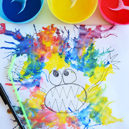 monster blow art, Silly Straw Activities for 5-Year-Olds