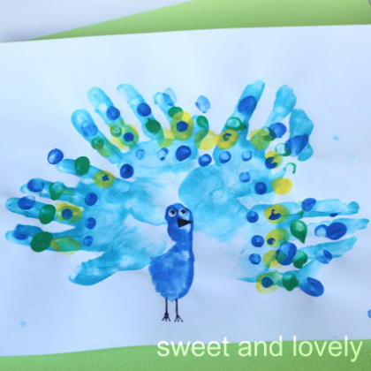 Create this handprint peacock art with your toddler today!