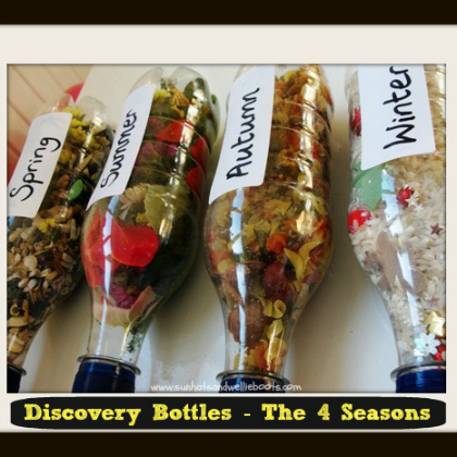 4 Seasons Discovery Bottle. Winter, Spring, Summer, Fall. Sensory Bottle