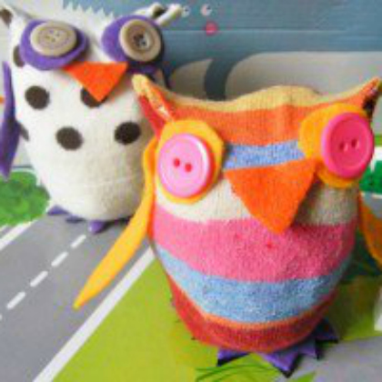 sock owl, no-sew crafts for kids, creative no sew crafts