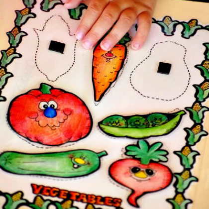 vegetable shape recognition puzzle activity for kids of all ages