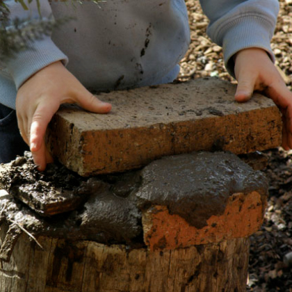 Use Dirt as Mortar to Make a Brick with the kids!
