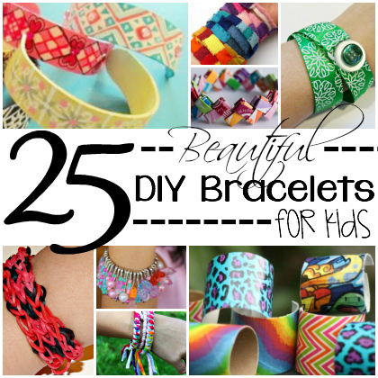 25 beautiful bracelets for kids - image shows 8 different colorful DIY Bracelets