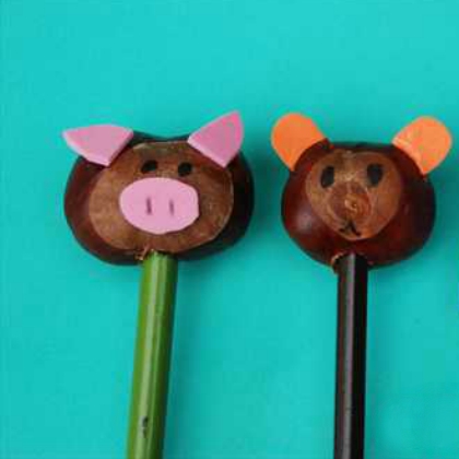 chestnut toppers, playful pencil toppers for kids