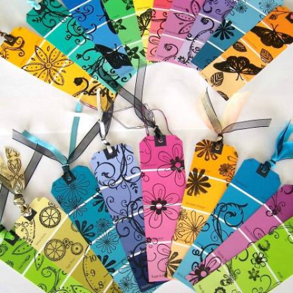 Different colorful stamped bookmarks to do with your kids today!