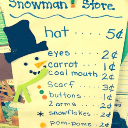 snowman store, Fun Money Activities for Kids