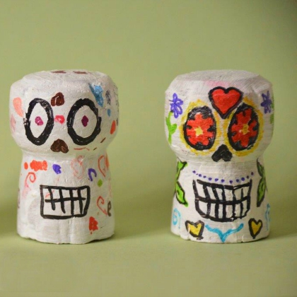 cork skulls art. day of the dead skulls craft for kids