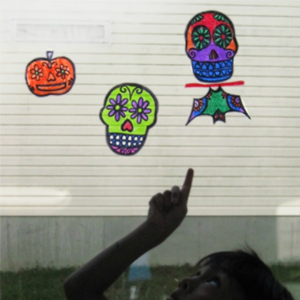 sugar skull suncatchers. day of the dead crafts for kids