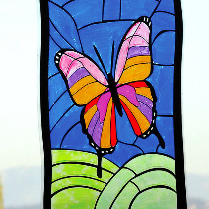 colorful butterfly stained glass
