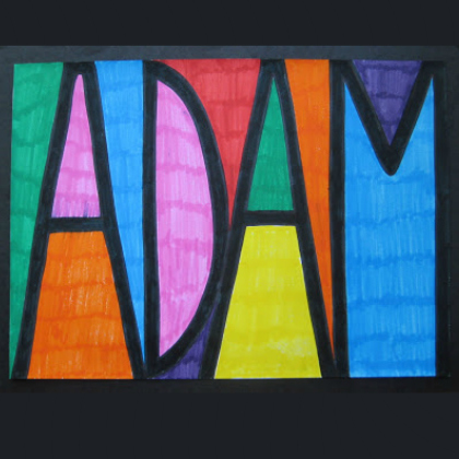 ADAM - stained glass letters and words