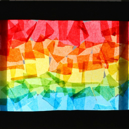 colorful stained glass rainbow collage