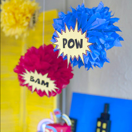 pow-for-super-hero-themed-party-kids-teens-and-adults- diy-craft-decorations-hanging