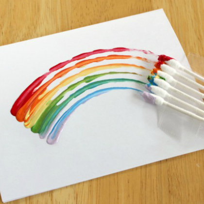 qtip painting, Colorfully Fun Rainbow Crafts for Kids of All Ages