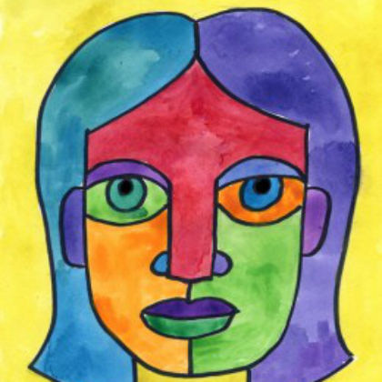 Picasso Inspired Abstract Face Portrait with the kids!