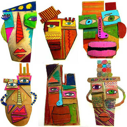  Picasso Inspired Cardboard Masks Art Project with the kids!