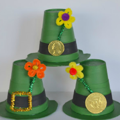 Lucky Leprechaun Cup Hats crafts for kids!