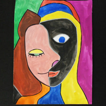 Picasso Inspired Color and Shading Face Art Portrait project with the kids!