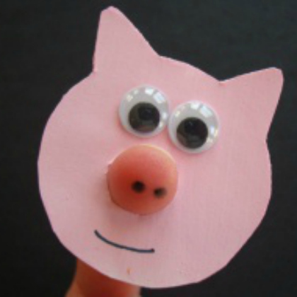 pig finger puppet project. Piggy Finger Puppet Project. Pink Pig Craft.