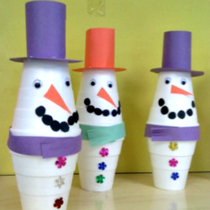 Two-Cup Snowman Craft for kids!