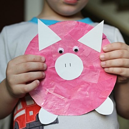 tissue paper pig. Tissue Paper Piggy Project. Peppa Pig, Pink Pig Craft