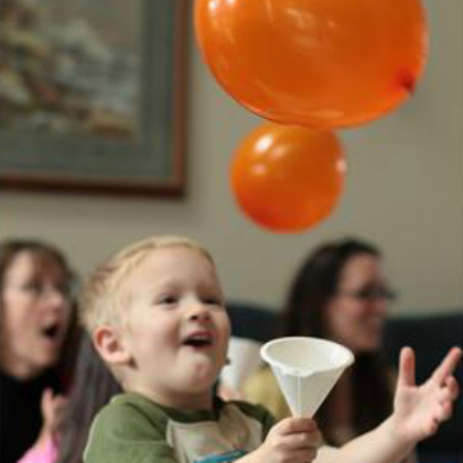 catch the balloon. Catch a balloon in a cup. Balloon games for kids