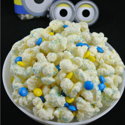 minions munch, Popcorn Recipes, Yumtastic Popcorn Recipes For Kids, Popcorns, how to cook popcorn, cute popcorn recipe, food for kids, kid's snacks, snack ideas for kids