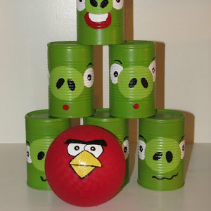 angry bird bowling, Tin Can Craft, recycled cans, recycling projects, ways to recycle cans, can projects for kids, tin can projects for children, ways to recycle cans, can crafts for kids