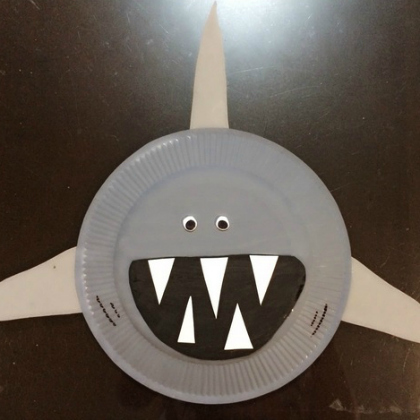 paper plate shark, Shark Crafts, scary-fun shark crafts for kids, animal crafts, fish crafts for kids