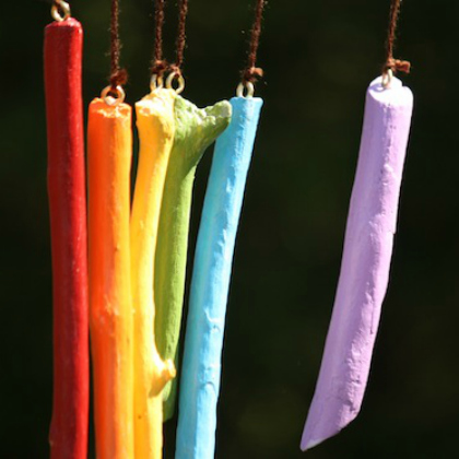 Rainbow Sticks Wind Chime Crafts for Kids- Red, Orange, Yellow, Green, Sky Blue and Violet / Purple
