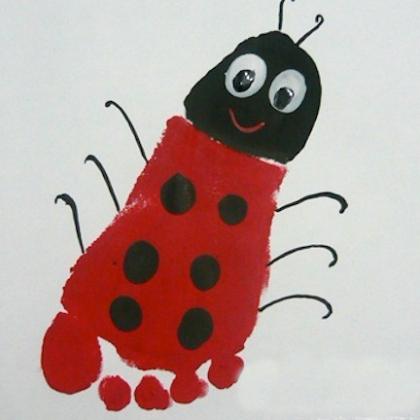 footprint ladybug, 25 Lovely Ladybug Crafts For Kids