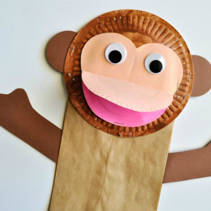 paper bag monkey puppet craft
