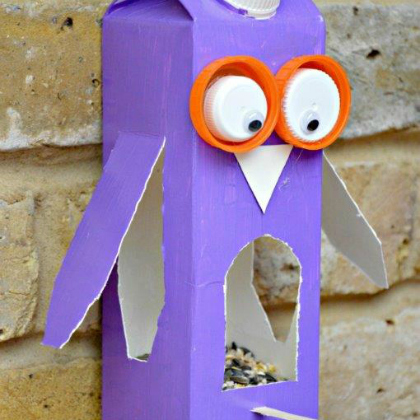 juice carton bird feeder, Perfectly Purple Crafts (And Surprises) For Kids